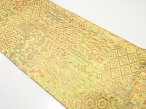 アンティーク　佐賀錦　道長取りに花・古典柄織り出し袋帯（着用可）